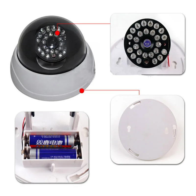 Topvico Fake Camera AA Battery for LED Dummy Surveillance Security Camera Dome CCTV Camera Home Security Surveillance System