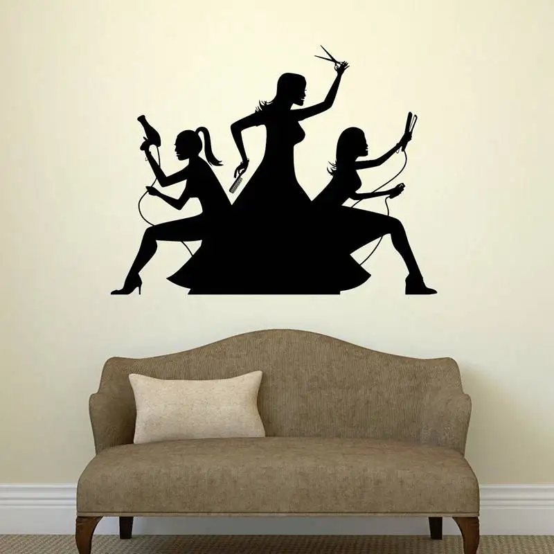 DCTAL Salon Sticker Woman Barber Hair Beauty Spa Decal Haircut Posters Vinyl Wall Art Decals Decor Decoration Salon Sticker