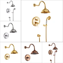 Polished Chrome gold Single Handle 8 Rainfall Shower Faucet Wall Mount Bathroom Shower Mixer Taps