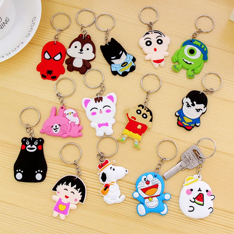 

1PCS Cute Cartoon Spiderman Bear Hello Kitty Silicone Key ring Keychain Backpack Accessories Key chains Key Holder Kids Gift