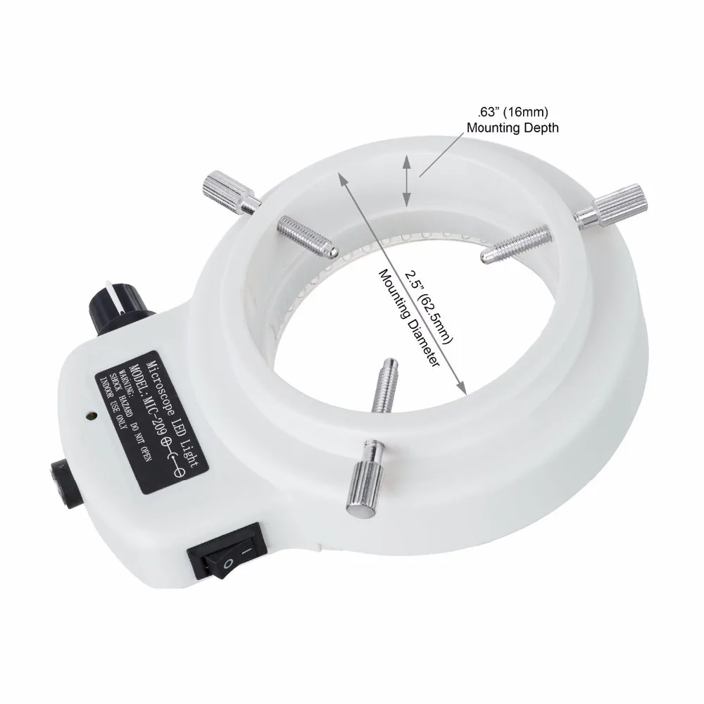 AmScope 조절식 144 LED 링 라이트 조명기, 스테레오 현미경 및 카메라용 용품