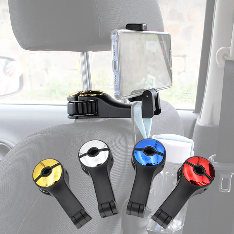 

2In1 Car Headrest Hook with Phone Holder Seat Back Hanger for Handbag Grocery Clips Organizer Auto Fastener Interior Accessories