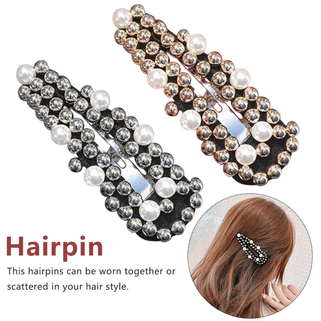 

2019 New Fashion Women Girls Silver Gold Pearl Barrettes Hair Clips Elegant Headband Hairband Hairpins Headwear Hair Accessories