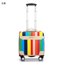2016 Cheap Men Women Small Travel Luggage 16 Inch Valise PU Leather Trolley Suitcases Vintage Style Rolling Luggage with Wheels