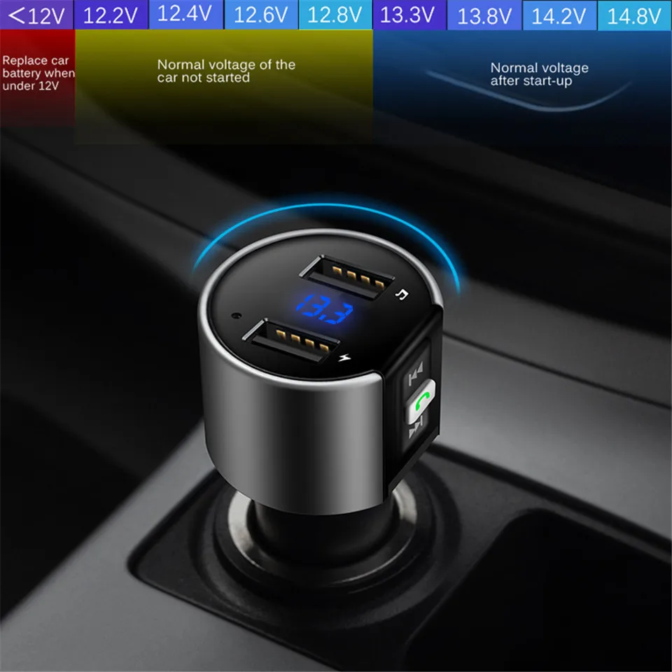 Cunymagos Wireless Bluetooth FM Transmitter Modulator Car Radio Adapter Car MP3 Player 3.4A Dual USB Car Charger Handsfree Car Kit (7)