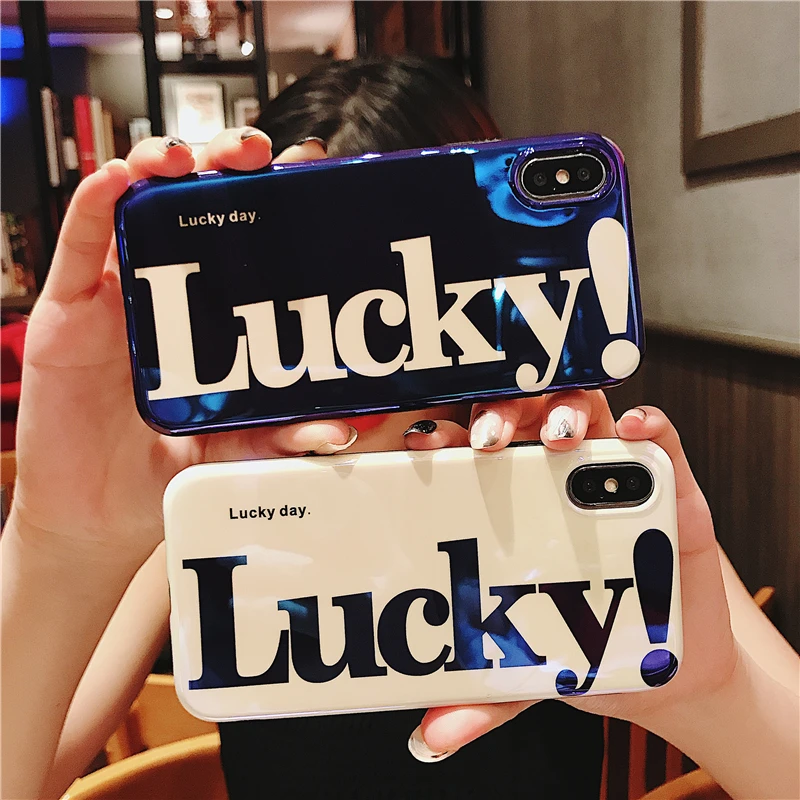 Блестящий чехол Blue ray light Lucky letters для Xs MAX iPhone XS XR X 6 S 6plus 8 plus iphone 7 11 Pro Max |