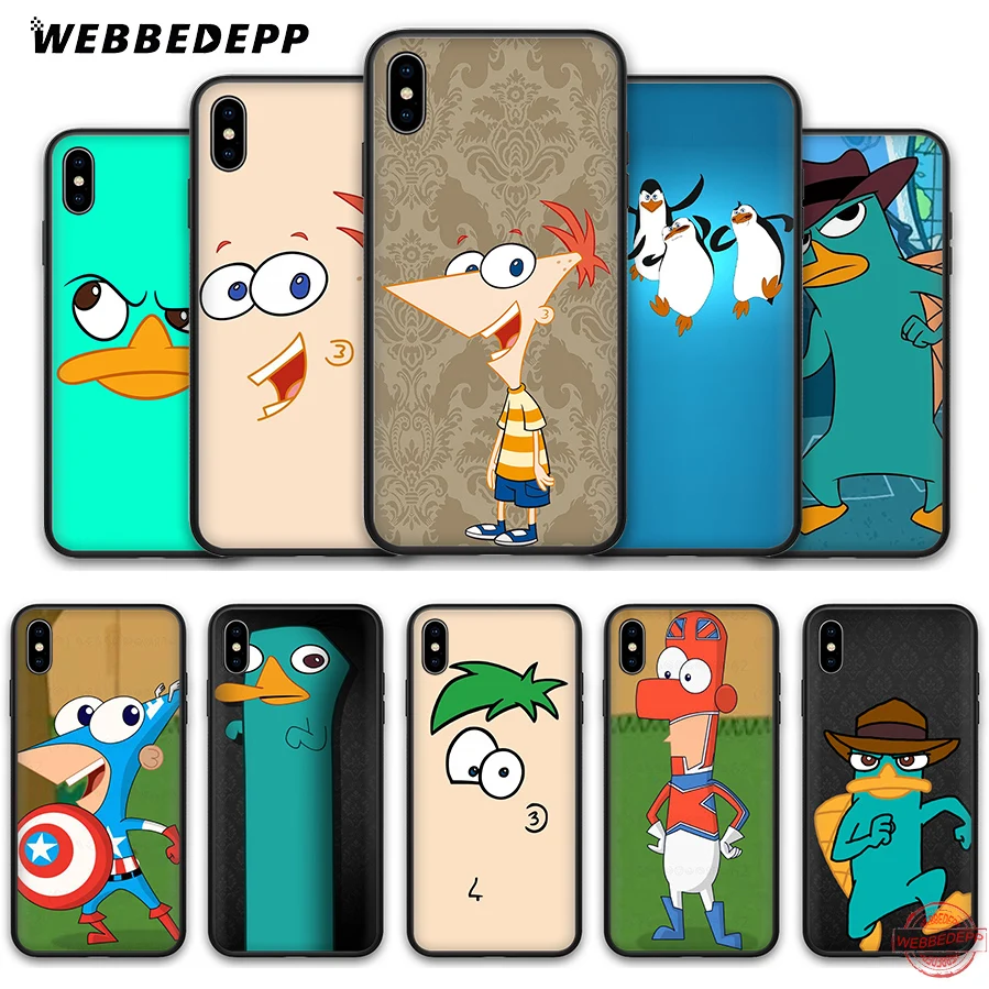 

WEBBEDEPP Phineas and Ferb Soft Silicone Case for Apple iPhone 11 Pro XS Max XR X 8 7 6S Plus 5S SE 7Plus 8Plus 11Pro Max Cases