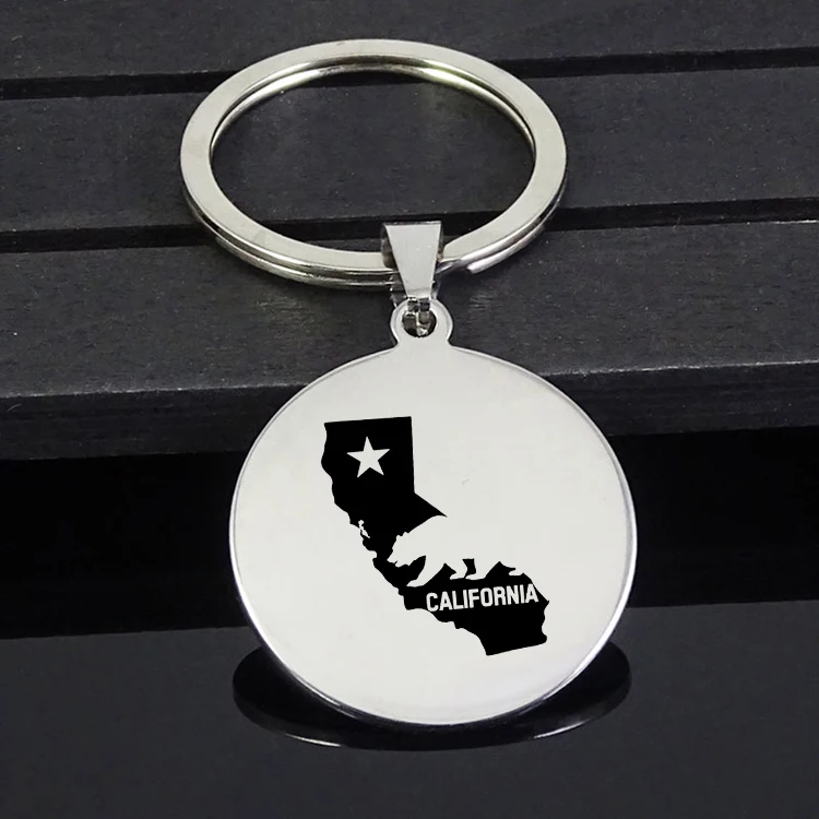 

Drop Shipping Bear Pendant Keychain California State Map Keychains Jewelry for Men and Women YP7362