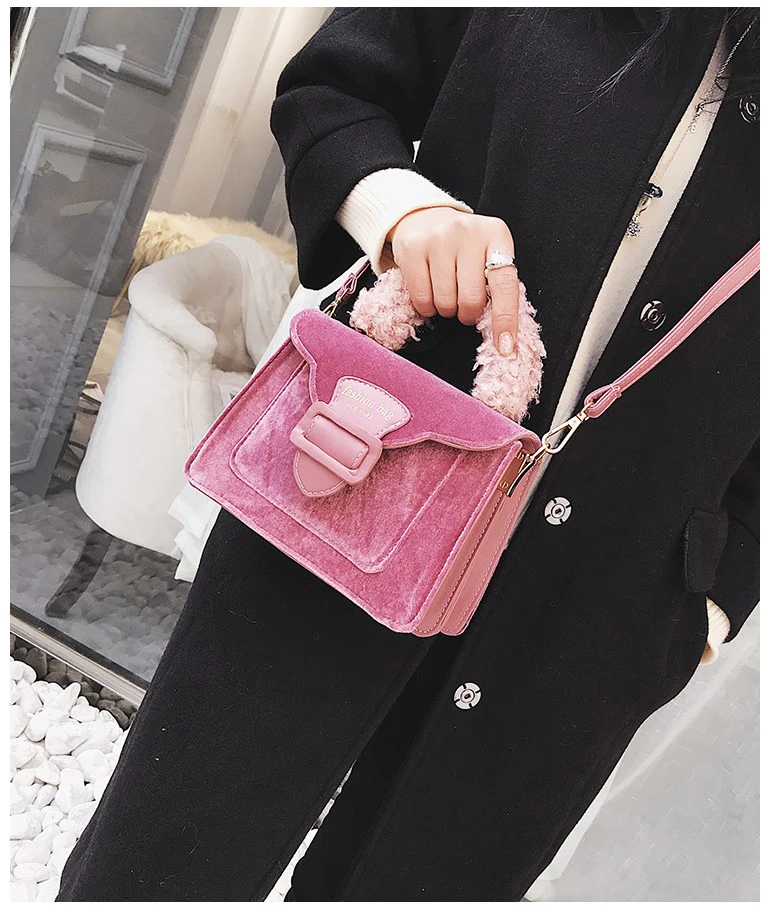 Европейский стиль, женская сумка-тоут, новинка, модные сумки высокого качества, бархатная квадратная сумка, прошитая плюшевая переносная сумка через плечо