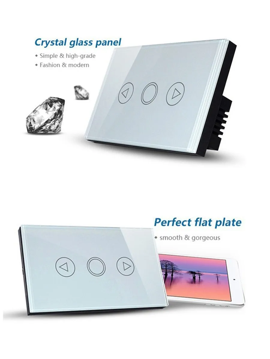 3 High Quality US AU Standard Dimmer Touch Switch, smart home LED Lights Wall Switch,RF433 Remote Control Switch LED indicator
