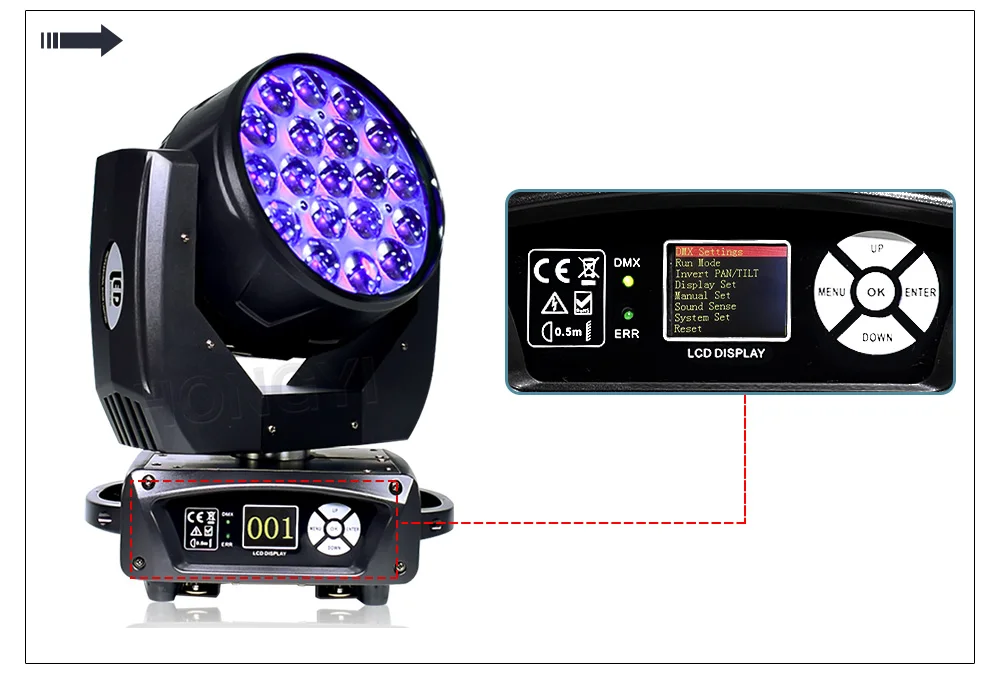 Светодиодный моющийся zoom 19x15w rgbw светильник с движущейся головкой, движущийся светильник с подвижной головкой