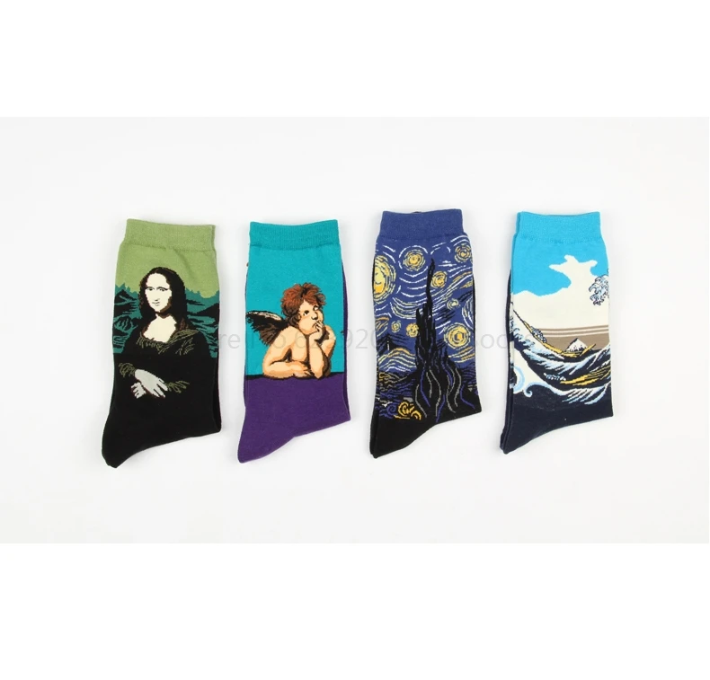 warm socks for women Hot Dropshipping Autumn winter Retro Women New Art Van Gogh Mural World Famous Oil Painting Series Men Socks Funny Socks thermal socks for women