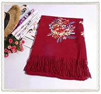 Для женщин Реальные 100% шерстяной шарф вышивка/мыс/пашмины с Ленточки модные теплые осень-зима 180*70 см 4 цвета