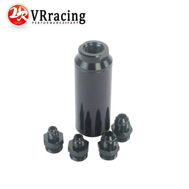 VR RACING Universal auto Fuel filter Balck with 2pcs AN6 adaptor fittings 2pcs AN8 adaptor fittings