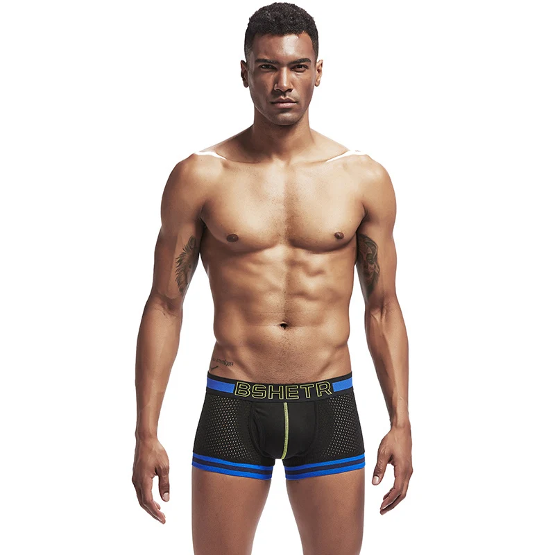 3 шт. / Упак. Мужчины Boxer Underwear BSHETR Сетка Дышащие Мужские Боксеры Сексуальные