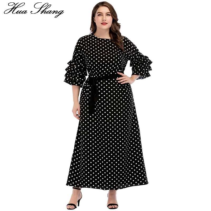 2019 dot print plus size ankle length dress