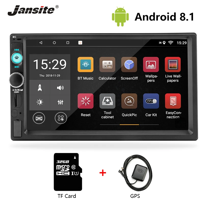 Jansite 7″ 2 din Car Radio Android8.1 player DVD with digital 1080P GPS Wifi Touch screen Double Din car stereo with 32G SD Card-in Car Multimedia Player from Automobiles & Motorcycles on Aliexpress.com | Alibaba Group
