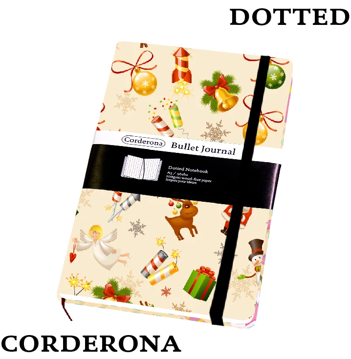 

Christmas Dot Grid Hard Cover A5 PU Bullet Notebook Elastic Band Travel Dotted Journal Bujo Support Customize