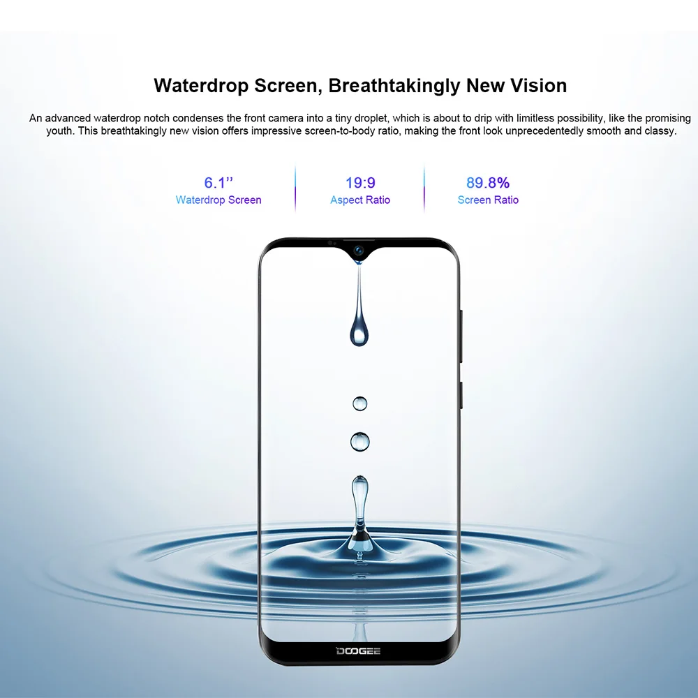  DOOGEE Y8C Android 8.1 6.1inch 19:9 Smartphone MTK6580 1GB RAM 16GB ROM 3400mAh Dual SIM 8MP+5MP Wa - 32997232235