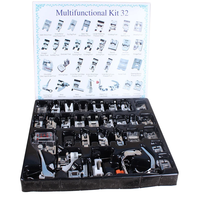 

32/42/52/48pcs Domestic Sewing Machine Presser Foot Braiding Blind Stitch Darning Presser Feet Kit Set for Hand Tool Set