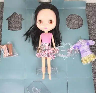 Ледяная кукла такая же, как Blyth Doll розовые волосы черные волосы золотые волосы с макияжем подходит для DIY make up Blyth Обнаженная кукольный подарок для девочек - Цвет: 16 black parting