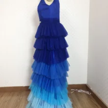 Настоящее вечернее платье, vestidos-de-fiesta, элегантное, v-образный вырез, высокое качество, быстрая, несколько слоев, королевский синий, вечернее платье