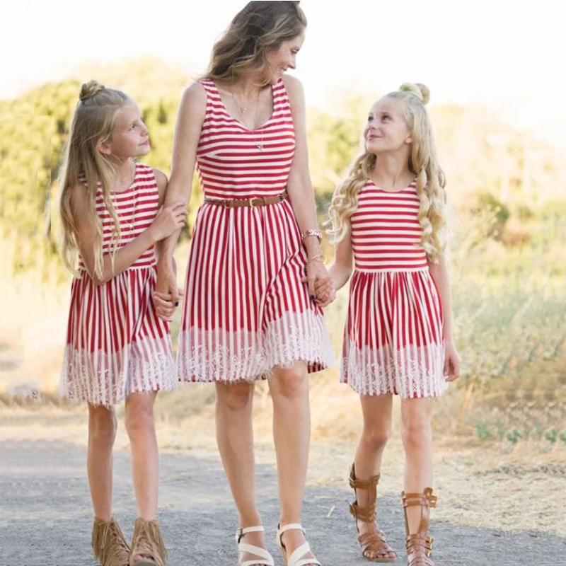 

Summer Mother and Daughter Clothes Parent-child Striped dress Family Matching Outfits Mother Daughter Dresses