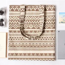 Yile вручную из хлопка и льна Эко многоразовые сумки Сумка через плечо сумка-тоут для прошивки зигзагом линия коричневый L116 BR