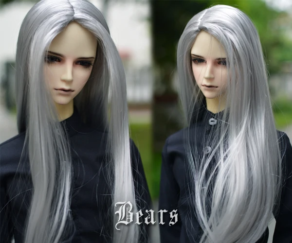 1/3 8 9 &quotBJD парик Супер кукла Мода Длинные волосы серебряных цветов мохеровый