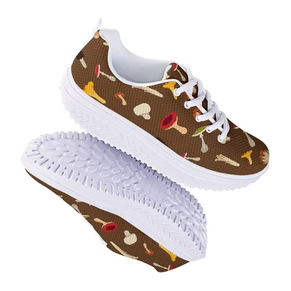 INSTANTARTS/женская спортивная обувь с рисунком грибов; коричневая формирующая обувь; дышащие уличные кроссовки на платформе; женские кроссовки на танкетке
