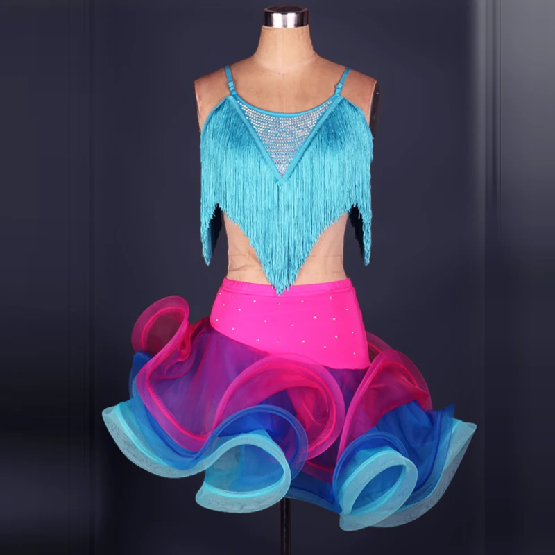 Новые взрослые костюмы латинского танца сексуальные спандекс вкусы платье без