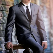 Летний стиль королевский синий пальто белые брюки Мужские костюмы Жених Свадебный смокинг для мужчин 2 шт.(куртка+ брюки) костюмы жениха