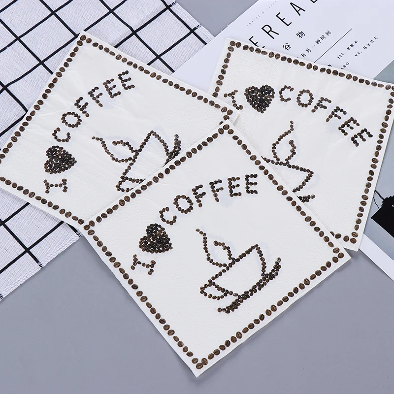 I Love Coffee Bean Design Paper Napkins Cafe & Party Tissue Napkins