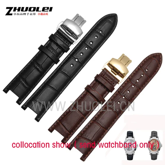 Black 20*11mm and 22*13mm High quality Genuine leatherwatchband cowhide