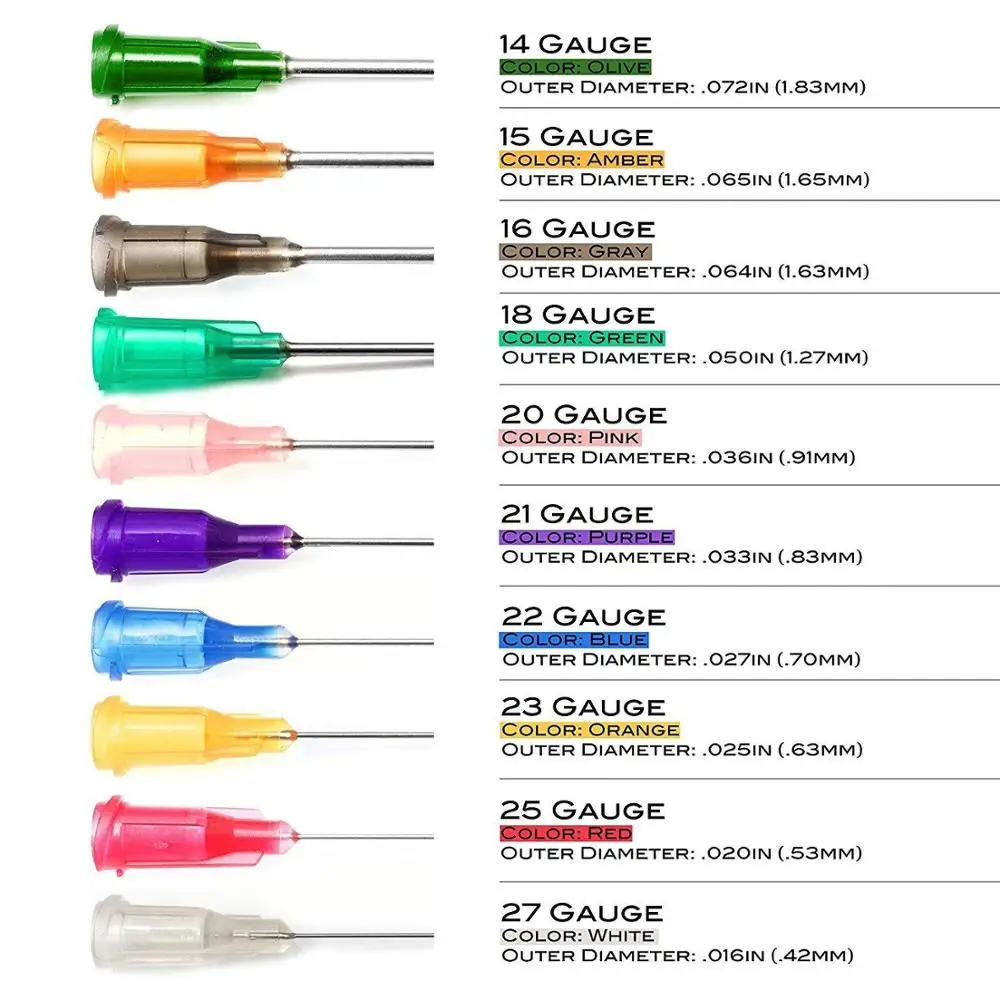 Иглы для дозирования шприца с замком Luer 14 г 15 16 18 20 21 22 23 25 27G тупым наконечником 0 5