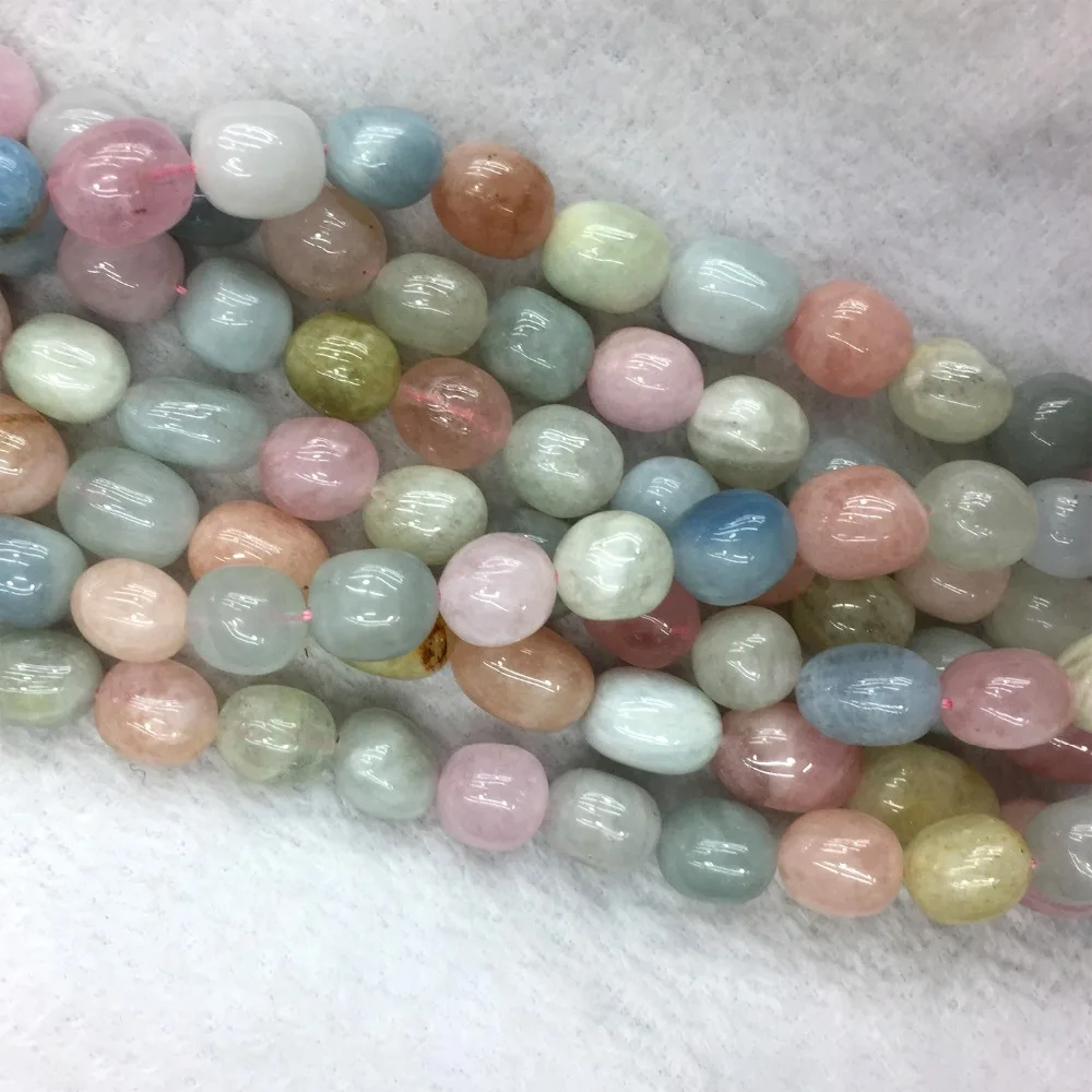 

Natural Genuine Blue Pink Beryl Morganite Nugget Free Form Fillet Irregular Pebble DIY Necklaces Bracetls Beads 15" 05907M