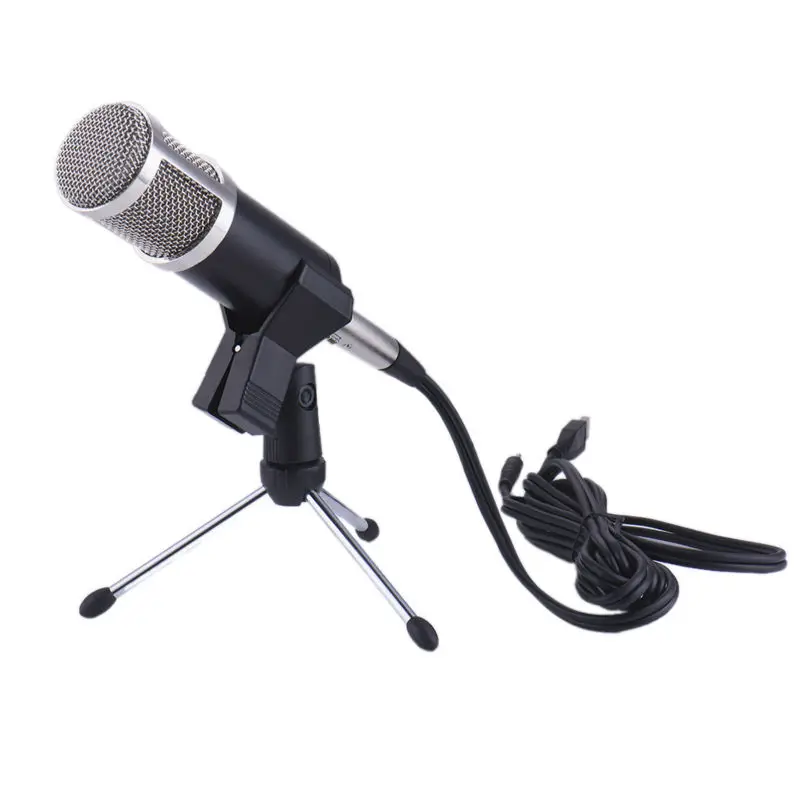

KTV Karaoke USB Microphone Condenser Sound Recording Audio Processing Wired Microphones with Stand for Radio Braodcasting