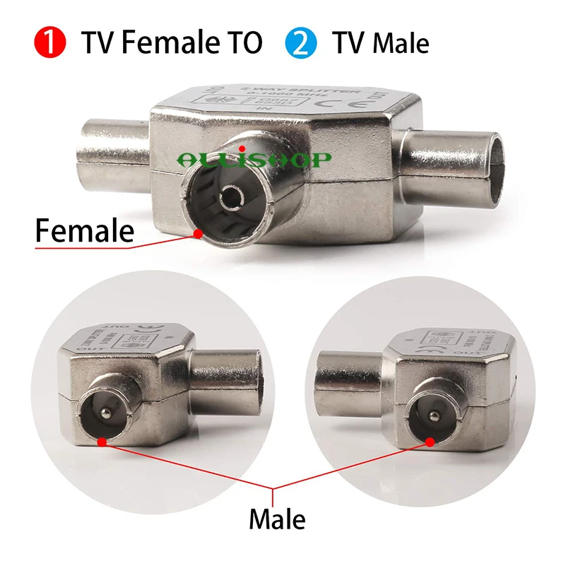 2 способа ТВ антенна Коаксиальный сплиттер коаксиальный металлический сигнал T адаптер Combiner 2 штекер 1 Женский адаптер для ТВ/т адаптеры коаксиальный