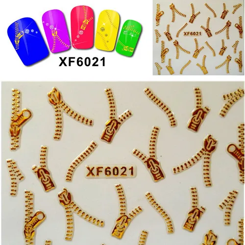 

1 sheets 3D Nail Art Metallic Gold Zipper Design Water Transfer Nail Stickers Decals DIY Nail Art Foils Decorations SAXF6021