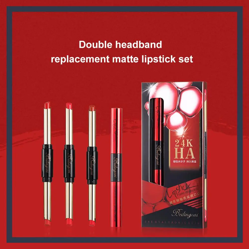 Dual Head Velvet Moisturizing Hyaluronic Acid Lips Makeup Cosmetic