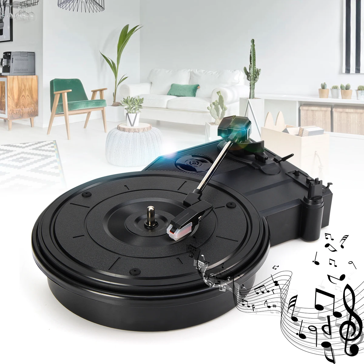 

Huaxie HX115 Vintage USB Vinyl Record Player Turntable Stereo Vinyl Record to PC Converter 220V black tape recorder