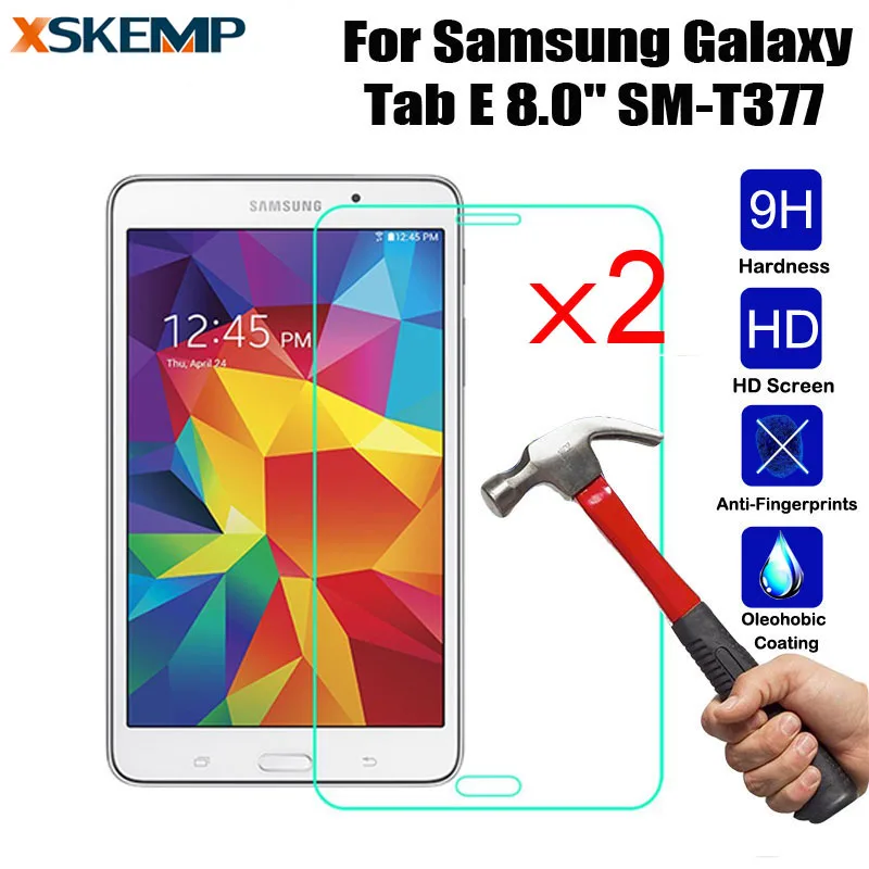 

XSKEMP 2Pcs Tempered Glass Screen Protector For Samsung Galaxy Tab E 8.0 T377 T375 Tablet PC Anti-scratch Protective Film Guard