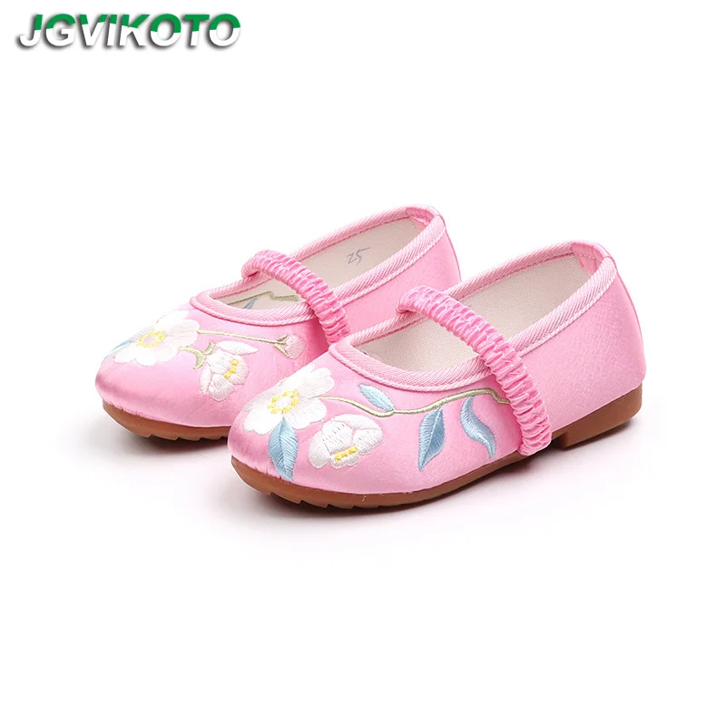 

Kids Embroidered Shoes For Girls Children's Cloth Shoes Chinese Traditional Ethnic Embroidery Flowers Flats Soft Princess Sweet