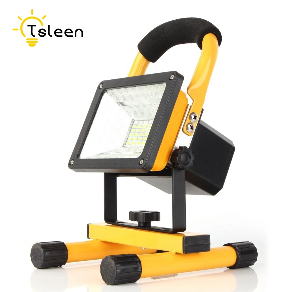 

TSLEEN Outdoor Lighting Led Spotlight Reflector LED Flood Light +18650 Battery +Wall Charger Floodlight Projector Led Waterproof