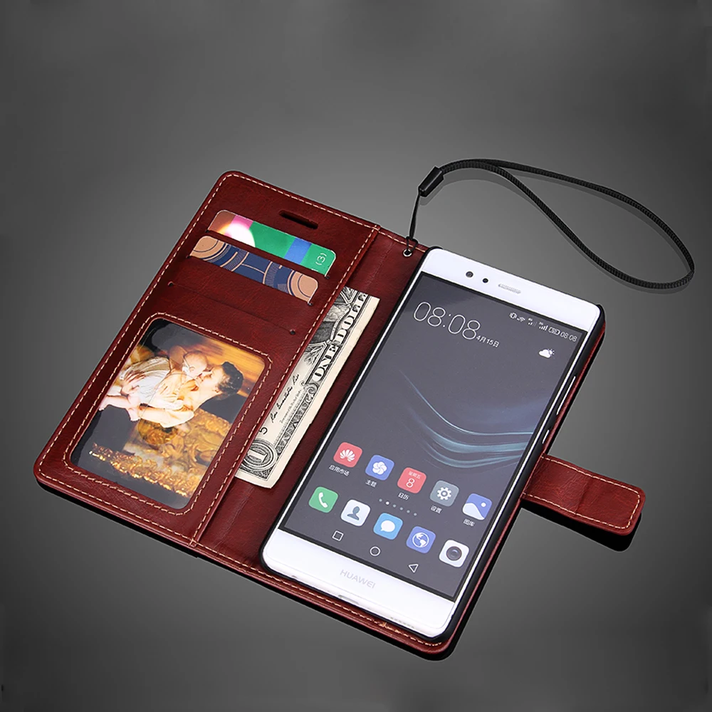 (Коричневый) Fierre shann для Huawei P9 Plus чехол кошелек из искусственной кожи с откидной