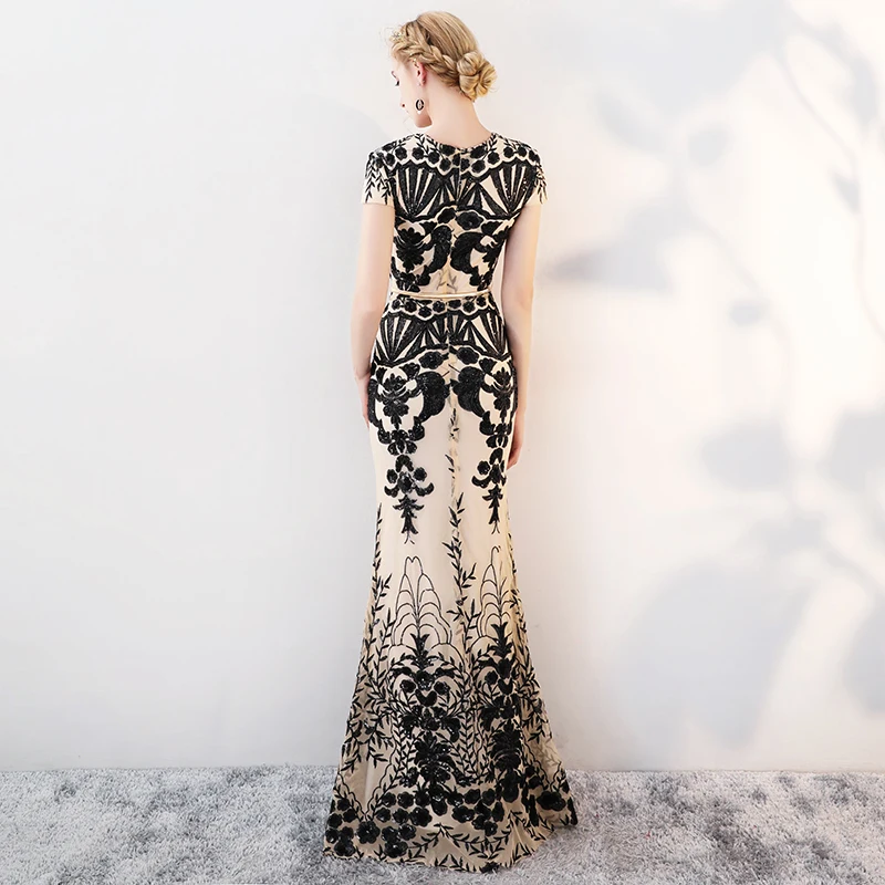 JaneVini 2019 черные кружевные золотые платья с блестками на свадьбу для подружки невесты для женщин длина до пола русалка выпускные длинные