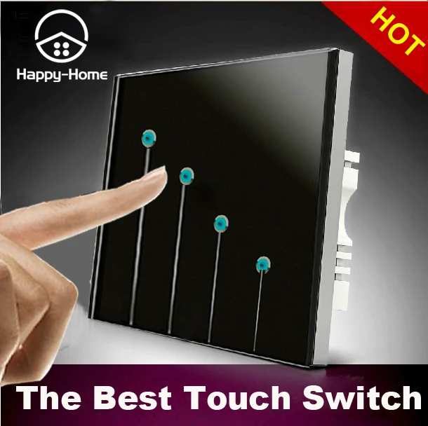 Luxury Design 110V 220V Black 4 gangs 2 way Waterproof font b LED b font touch