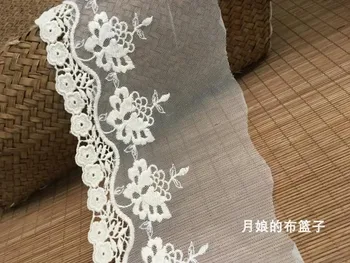 

Exquisite embroidery mesh lace beige cotton water soluble embroidery lace accessories 13cm wide
