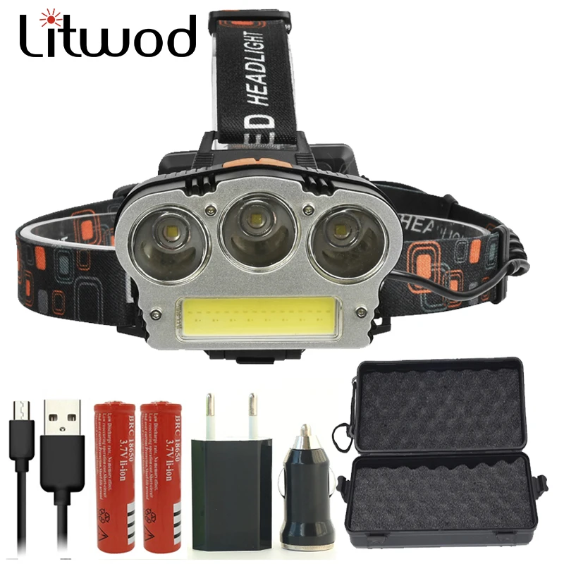 

Litwod Z202511 Headlamp 12000 Lumen Chips 3x XM-L T6 LED Head Lamp Flashlight Lanterna 7 Switch Model Led Headlight For Camping