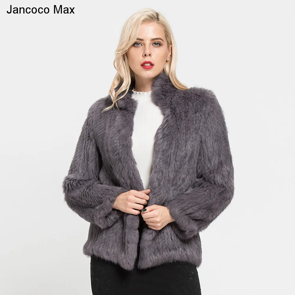 

Jancoco Max 2019 New Thick Knitted Real 100% Genuine Rabbit Fur Coat Women's Winter Fashion Style Ladies Jackets S7096